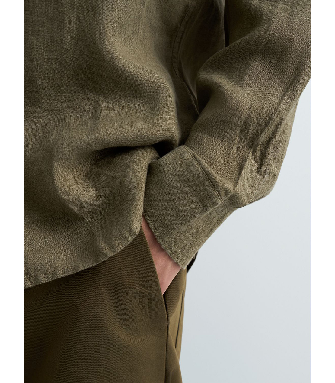 ガーメントダイリネンシャツ 詳細画像 モスグリーン 5